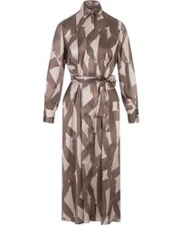 Kiton - Vestido camisero de seda marrón - Lyst