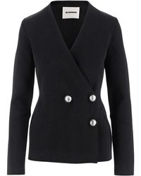 Jil Sander Double-breasted Blazer - Zwart