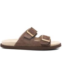 Brunello Cucinelli - Schoenen ,Grijs ,Leer Sandalen Grijs - Lyst