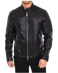 DSquared² - Jassen ,Zwart ,Leer Leren Bikerjack Met Ritssluiting - Lyst