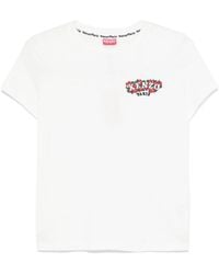 KENZO - Wit Katoenen T-Shirt Met Logo-Borduursel - Lyst