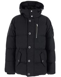 Moose Knuckles - Jassen ,Zwart ,Katoen Zwarte Donsjas Met Vaste Capuchon - Lyst
