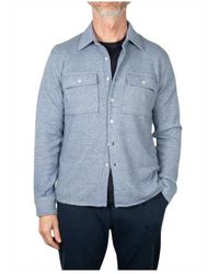 Fedeli - Overshirt in cashmere e lino - blu - Lyst