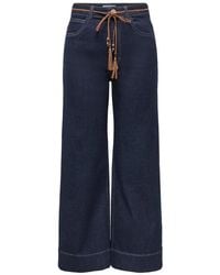 ONLY - Jeans ,Blauw ,Denim Vita Alta Wide Leg Cropped Jeans - Lyst