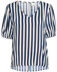 Ichi - Gestreifte Bluse Mit Kurzen Ärmeln - Lyst