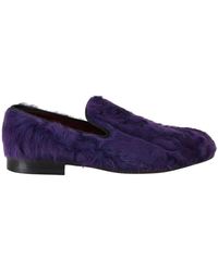 Dolce & Gabbana - Mocassins en cuir de fourrure de mouton violets - Lyst