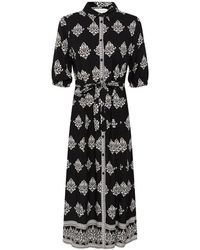 Cream - Schwarzes damastmuster hemdkleid - Lyst