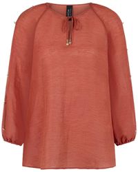 Marc Cain - Overhemden ,Rood ,Linnen Blouse Van Linnen-Zijde Mix - Lyst