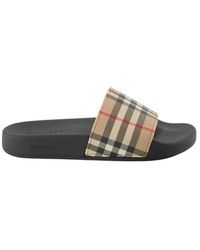 Schoenen voor voor Burberry Katoen Geruite Slippers in het Bruin Dames  Schoenen voor voor Platte schoenen voor Platte sandalen allware.com.br