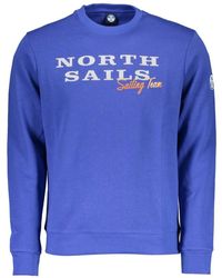 North Sails - Maglione di cotone blu con stampa - Lyst