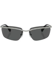 Swarovski - Gunmetal sonnenbrille mit kristallen - Lyst