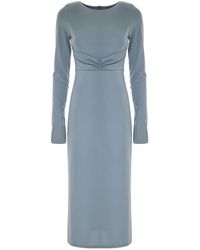 Kocca - Kleedjes ,Groen ,Elegante Lange Jurk Met Gedrapeerde Taille - Lyst