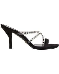 Stuart Weitzman - Schoenen ,Zwart ,Crystal Slide Muiltje Met Hak - Lyst
