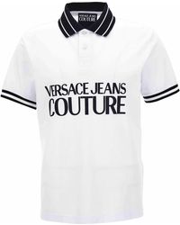 Versace - Logo r baumwoll piquet polo t-shirt - Lyst