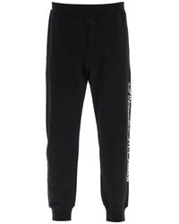 McQueen - Logo Katoenen Broek Met Trekkoord Taille - Lyst