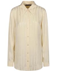 Gucci - Overhemden ,Wit ,Interlocking G Chain Zijde Jacquard Blouse - Lyst