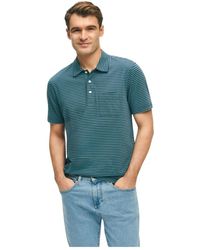 Brooks Brothers - Polo a righe in cotone lavato vintage blu navy e verde - Lyst