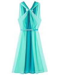 Oltre - Kleedjes ,Groen ,Polyester Flare Jurk - Lyst