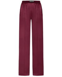 Tom Ford - Broeken ,Rood ,Satijn Rode Satijnen Broek Met Zakken - Lyst