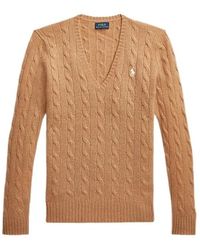 Polo Ralph Lauren - Suéter de punto de cable con cuello en v - Lyst