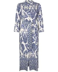 Lolly's Laundry - Kleedjes ,Veelkleurig ,Blauwe Maxi Jurk Met 3/4 Mouwen - Lyst