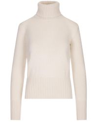 Fedeli - Truien & Vesten ,Kasjmier Luxe Witte Coltrui Gebreide Kleding - Lyst