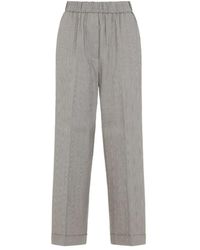 Peserico - Broeken ,Bruin ,Katoen Nauwsluitende Twill Pantalon Met Streepjes - Lyst