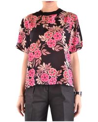 MSGM - Bloemen Zijden T-Shirt Met Korte Mouwen - Lyst