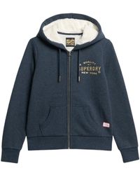 Superdry - Metallic Logo Hoodie Rits Blauw - Lyst