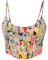 Zimmermann - Top corsetto in lino floreale - Lyst