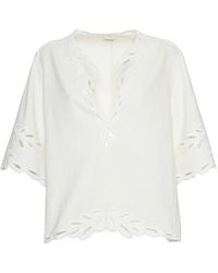 Isabel Marant - Wit Geperforeerd Borduurwerk V-Hals Top - Lyst