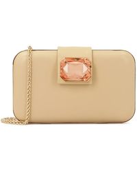 Kazar - Lederclutch Mit Großem Stein - Lyst