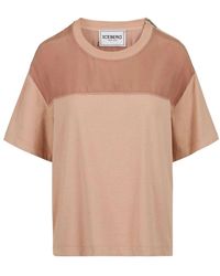 Iceberg - Regular-fit blush baumwoll-jersey-t-shirt mit cupro-stoffeinsätzen - Lyst