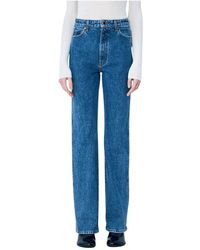 KHAITE - Jeans ,Blauw ,Katoen Straight-Leg Five-Pocket Jeans - Lyst