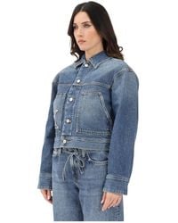 Calvin Klein - Jassen ,Blauw ,Denim Cropped Boxy Denim Jacket - Lyst