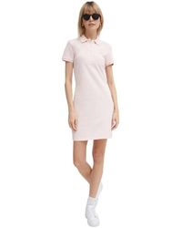 Lacoste - Kleedjes ,Roze ,Roze Gebreide Jurk Korte Mouw Kraag - Lyst