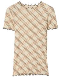Burberry - Kariertes baumwoll-t-shirt - Lyst