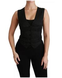 Dolce & Gabbana - Schwarze spitzenweste slim weste top - Lyst