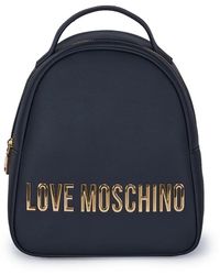 Love Moschino - Schwarzer rucksack aus kunstleder mit goldmetall-logo - Lyst