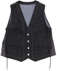 Sacai - Jassen ,Blauw ,Denim Denim Vest - Lyst