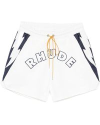 Rhude - Korte Broeken ,Wit ,Polyester Logo Lightning Shorts - Lyst