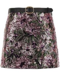 Self-Portrait - Floral Sequin Mini Skirt - Lyst