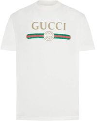 Gucci - T-Shirt Van Katoenen Jersey En Zijde Met Print - Lyst