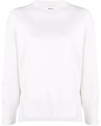 Bally - Truien & Vesten ,Wit ,Wol Rondgebreide Hoodie Met Ronde Hals - Lyst