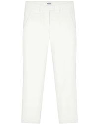 Dondup - Broeken ,Wit ,Katoen Velvet Slim-Fit Cropped Chino Broek - Lyst