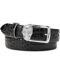 Philipp Plein - Leren Riem Crocco Print Shiny Skull - Lyst