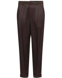 Saint Laurent - Broeken ,Bruin ,Leer Slim-Fit Broek Van Zijde - Lyst