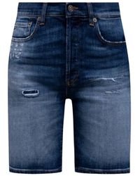 Dondup - Korte Broeken ,Blauw ,Denim Blauwe Vintage Denim Shorts Met Logo Patch - Lyst