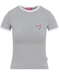 DIESEL - Tops ,Grijs ,Katoen T-Uncuties T-Shirt - Lyst
