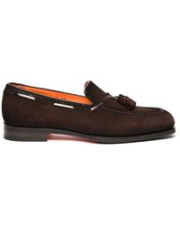 Santoni - Schoenen ,Bruin ,Suède Suède Mocassin Met Kwastjes - Lyst